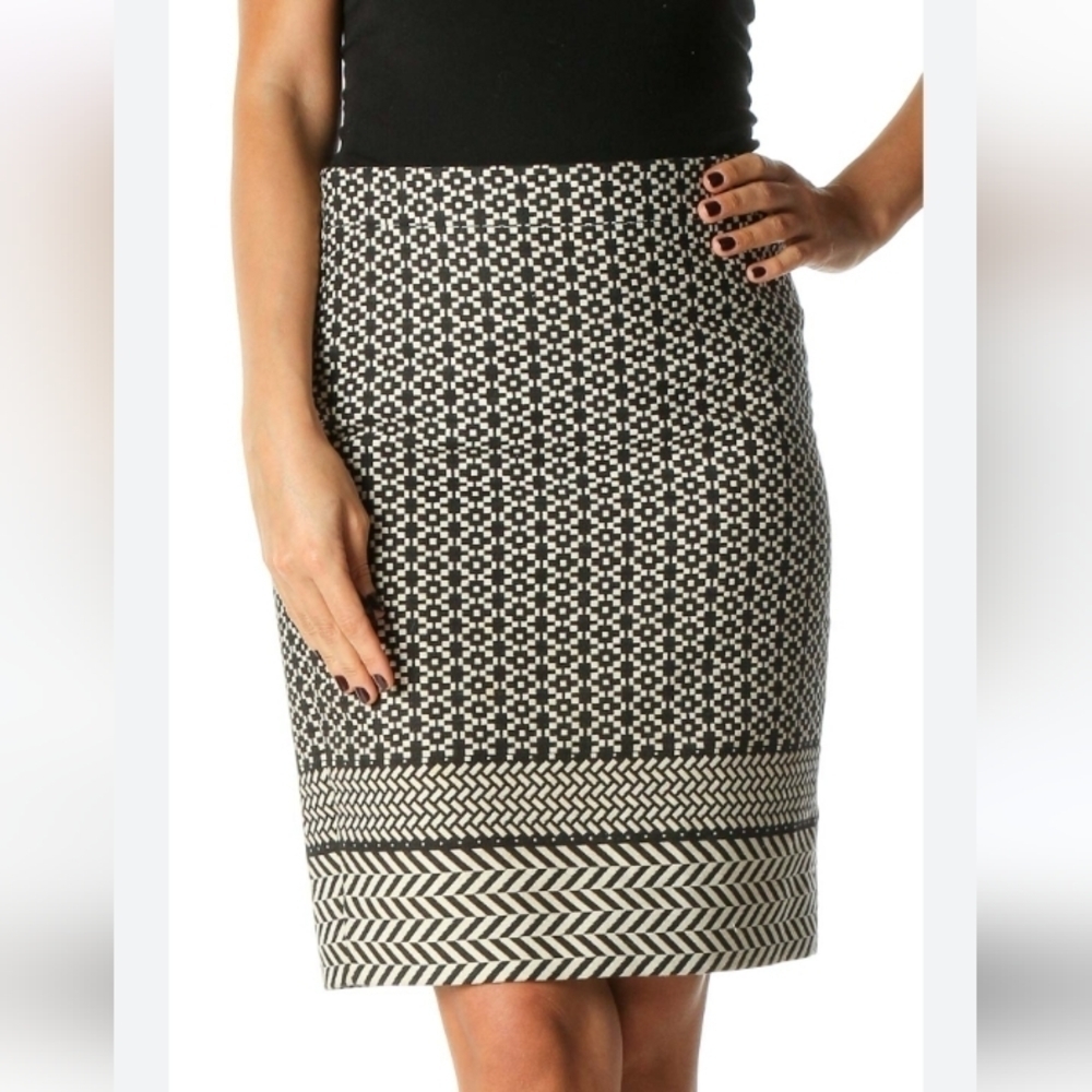 J crew cream and black pencil skirt